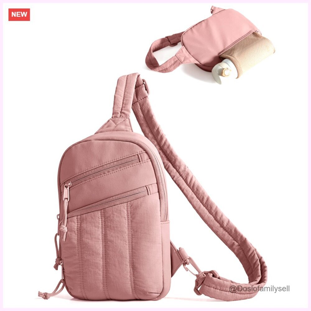 Compact Crossbody Bag with RFID Pocket and Hidden Water Bottle Holder